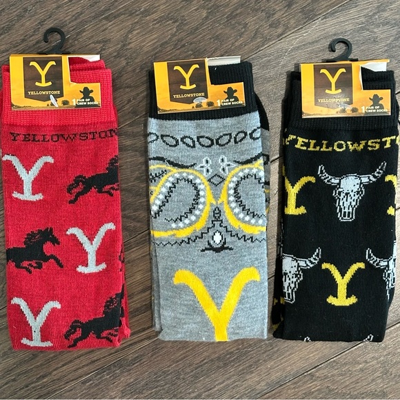 ✨NWT✨YELLOW STONE Crew Socks Men Size 6-12 UNISEX RED BLACK GRAY Paramount - Picture 9 of 10